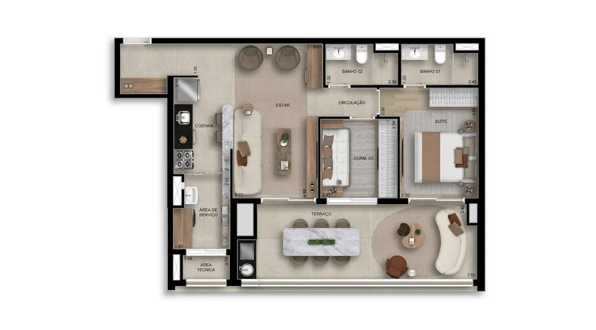 Planta 83m² Boulevard Butantã